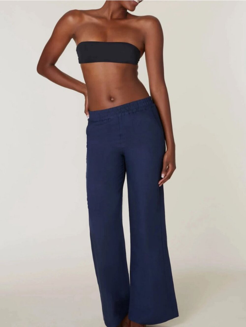 ANDIE SWIM - The Madeira Pant - Linen - Midnight Navy Blue Size Medium - NWT